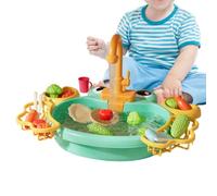 Play Sink - ABS plastc 40x25x28cm | Educational Kitchen Water Toys | Running Faucet Utensils Dishwashing Basin Gift For Boys Girls Preschoolers Patio Beach Camping Daycare Home Playroom