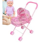 Play Stroller - 21.6in Doll Pushchair, PP Metal Frame, Foldable Canopy Pram Encouraging Imaginative Fun Suitable For Girls Dolls Home Travel Parties Outdoor Family Activities