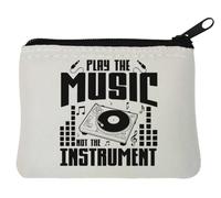 Play The Music Not The Instrument - Monedero de neopreno para DJ, 10 x 11 cm, color blanco, White, Talla única