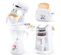 Play - Utensilio de cocina infantil, accesorio con cafetera, mezcladora, licuadora y parrilla de juguete con iluminación y sonido realistas, juego de cocina, juguete para niños, 3 años, color blanco