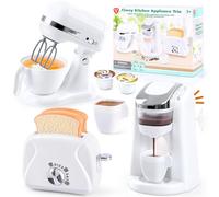 PLAY Utensilios de Cocina Juguete, Set de Accesorios Con Cafetera, Batidora, Tostadora Con Luces y Sonidos Realistas, Regalo Infantil para Niños 3+ Años