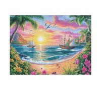 Playa al Atardecer Rompecabezas 500 Piezas Cartón Resistente para Mayores Desarrollo Lógica Entretenimiento Toda La Familia Decoración Salón Reyes Magos 500 PCS