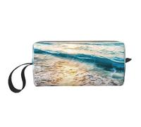 Playa Atardecer Océano Olas Impreso, Bolsa de Maquillaje Bolsa de cosméticos Bolsa de artículos de tocador de Viaje portátil Bolsa de Maquillaje