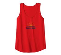 Playa Bum Puesta del Sol Océano Olas Vacaciones Camiseta sin Mangas, Mujer, Rojo, M