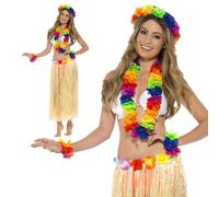 Playa Chica Hula Set Lei Flores Collar Diadema Brazaletes Hawaiano de Fiesta