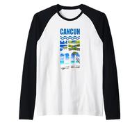Playa de Cancún Dentro de Bold Typography México Vacaciones de Verano Camiseta Manga Raglan
