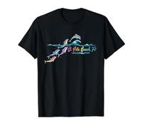 Playa de San Pete Florida Playa Colorida Amante de Delfines Camiseta gráfica económica, Hombre, Negro, XL