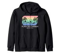 Playa del Carmen México Retro Mexican Resort Viaje Vacacional Sudadera con Capucha