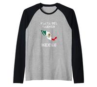 Playa del Carmen México Vintage México Bandera México Mapa Diseño Camiseta Manga Raglan