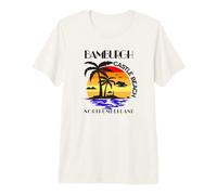 Playa del Castillo de Bamburgh Northumberland Puesta de Sol Camiseta Premium