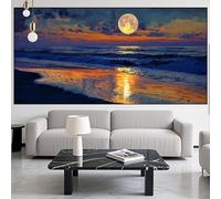 Playa Diamond Painting Luna Diamond Painting Kit Completo Pintura,Dibujos con Diamantes 5D Punto de Cruz,DIY Puzzle Diamantes para Manualidades Arte para Decor Pared Del Hogar Regalo,40x100cm LK-428