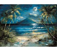 Playa Diamond Painting, Luna DIY Diamond Painting Adultos, 5D Manualidades Adultos, Dibujos con Diamantes Kits, DIY Punto de Cruz Cuadro Diamantes Kits, Verano Decoracion Hogar, 90x60cm L-4062