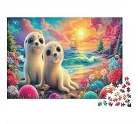 Playa fantástica antepuesta Rompecabezas de 1000 Piezas Foca bebé para Adultos Paper Material de Papel Educativo Animales soñados Puzzle Decoración Mural Regalo 70x50cm/1000pcs