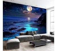 Playa Fluorescente Mural De Papel Pintado,Mural De Pared Con Efecto 3D,Papel Tapiz Fotográfico Para Dormitorio,Sala De Estar,Decoración De Restaurante-430X300Cm