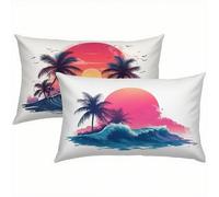 Playa Fundas Cojines 60x80 Terciopelo Juego de 2, Lujosas Funda Cojin Verano Súper Suaves y Cómodas, Funda de Almohada con Cremallera Oculta, Durable y Fácil Cuidado, Adecuado para Sofá, Cama S1-942