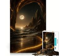 Playa mística de Noche con luz Dorada Rompecabezas de 1000 Piezas para Adolescentes Juguete Intelectual para fomentar el Tiempo en Familia Corte de Calidad Regalo Memorable (50x75cm)