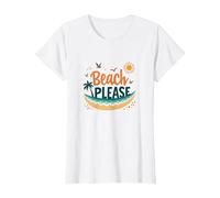 Playa por Favor: Tropical Summer Vibes Graphic, Hawaianos Camiseta, Mujer, Blanco, XL