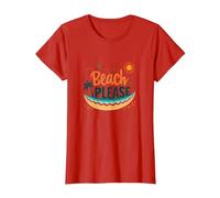 Playa por Favor: Tropical Summer Vibes Graphic, Hawaianos Camiseta, Mujer, Rojo, XL