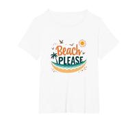 Playa por Favor: Tropical Summer Vibes Graphic, Hawaianos Camiseta, Mujer Tallas Grandes, Blanco, 4XL Grande