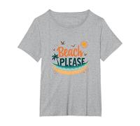 Playa por Favor: Tropical Summer Vibes Graphic, Hawaianos Camiseta, Mujer Tallas Grandes, Gris Jaspeado, 3XL Grande