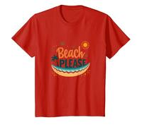 Playa por Favor: Tropical Summer Vibes Graphic, Hawaianos Camiseta, Niños, Rojo, 6 años