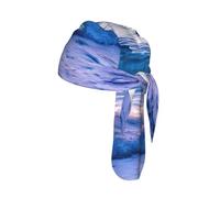 Playa puesta de sol con estampado de olas del océano, gorra de ciclismo de ajuste ancho, diadema de secado rápido, universal, elástica, para yoga, correr