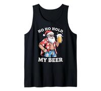 Playa Santa Ho Ho Hold My Beer Funny Beber Navidad Hombres Camiseta sin Mangas