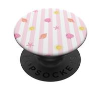 Playa Seashell Pattern Preppy Coastal Shells Mar en Verano PopSockets PopGrip Adhesivo