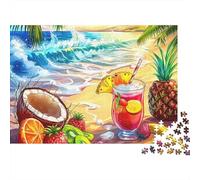 Playa Tropical Cóctel Puzzle de 1000 Piezas Cartón Adultos Frutas de Verano Puzzle para Toda la Familia 52x38cm/1000pcs