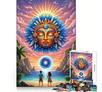 Playa Tropical con Dios del Sol y Portal Rompecabezas para Adultos 1000 Piezas Agudeza Mental Fácil de Disfrutar Ajuste preciso Regalo Ideal para Navidad (38x26cm)