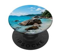 Playa Tropical Costa Rocosa Agua Clara Isla Costa PopSockets PopGrip Adhesivo