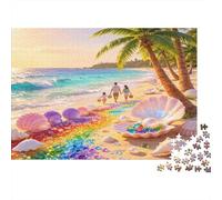 Playa Tropical Escena Familiar Puzzle de 1000 Piezas Papel para Adultos Relajante Concentración Actividad Hogar Regalo Decorativo 70x50cm/1000pcs