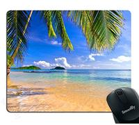 Playa Tropical Shore Palms Alfombrilla para Ratón Bordes Cosidos Alfombrilla De Ratón Antipolvere Alfombrillas De Mouse para Computadora Hogar Juego 25X30Cm
