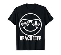 Playa Vida Surf Gafas De Sol Océano Palmera Montaña Desi Camiseta