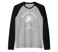 Playa Waikiki, Honolulú, Hawái, islas hawaianas antiguas Camiseta Manga Raglan