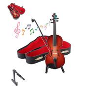 Playable Tiny Violin Figurine, World Smallest Playable Tiny Violin Figurine Sad Music, Violins Figurines Collectible Kit with Stand Case Bow for Unique Gag Gifts (3.94×1.38×0.71inch)