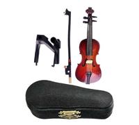 Playable Tiny Violin Statue 12cm | Wooden Body + Metal Strings, 110g | Small Miniature Instrument with Sad Sound | Accessory, Prank Gift, Stand, Bow & Case