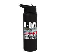 Playas del Día D de Normandía Francia 6 de junio de 1944 Recordado para siempre Stainless Steel Insulated Water Bottle