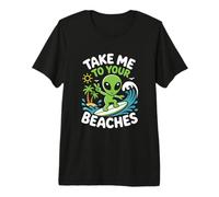 Playas Surfear Playa Verano Alien OVNI Secuestro Vacaciones Camiseta Premium