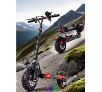 PLAYBIK 11" Patinete Eléctrico Adulto Todo Terreno Scooter - Autonomía de 34 Millas, 48V 18AH Batería Grande,Doble Suspensión & Doble Freno, Altura Ajustable, Regalo Navideño para Jóvenes