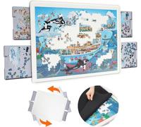 Playboda 1500 piezas de tablero giratorio de plástico con cajones y cubierta, mesa de rompecabezas portátil de 35 x 27 pulgadas para adultos, tableros giratorios Lazy Susan, regalo ideal para mamá