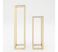 Playboy Juego de 2 floreros de pie para salón, Hechos de Metal anodizado Dorado y Efecto mármol, Soporte para Flores, Mesa Estilo Columna, Mesa Auxiliar, Mesa de Metal, diseño Retro