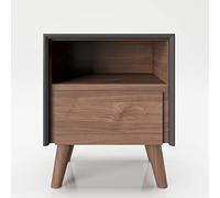 Playboy Mesita de Noche con 1 Compartimiento Abierto y 1 cajón, Patas de Madera Maciza, Mesa Auxiliar, Mesa Auxiliar, Mesa de Madera, Estilo Retro