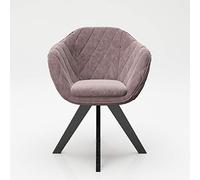 Playboy Silla tapizada con reposabrazos y Funda de Terciopelo, Silla giratoria Acolchada en diseño Retro para Comedor, Cocina y salón, Color Rosa, Cuarzo Rosa con Patas de Metal Mate, 61 x 80 x 57 cm