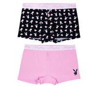 Playboy Women's Amazon Exclusive Juniors Ladies Bunny Print Underwear and Bra Sets in Sizes XXS-XL, 2-Pack Boyfriend Boxer Brief, Small