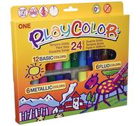 Playcolor 2041 - Estuche de 24 colores de témperas sólidas, color