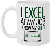 Playcrate Taza de cerámica Excel at My Job - Regalo divertido para los amantes de las hojas de cálculo, nerds de datos o compañeros de trabajo