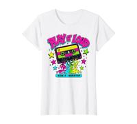 Playera para Amantes de la música con Cinta de Casete Retro Play It Loud Camiseta gráfica económica, Mujer, Blanco, M