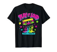 Playera para Amantes de la música con Cinta de Casete Retro Play It Loud Camiseta gráfica económica, Hombre, Negro, L