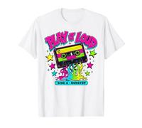 Playera para Amantes de la música con Cinta de Casete Retro Play It Loud Camiseta gráfica económica, Hombre, Blanco, S